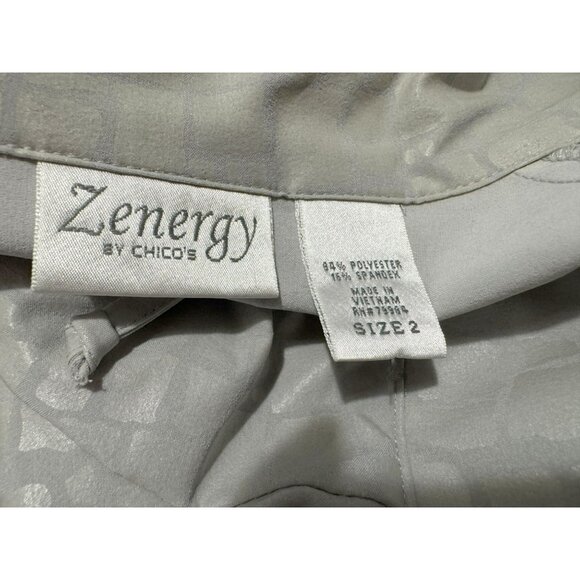 Chicos Zenergy Zip Front Jacket Windbreaker Size 2 M Lt Gray Pockets Drawstring - Picture 7 of 9